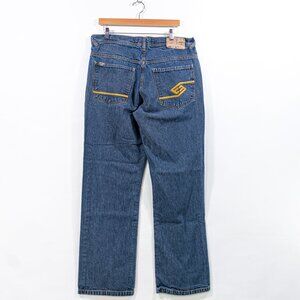 ENYCE Hip Hop Baggy Jeans 37 x 32 Y2K Embroidered Skater Wide Leg Streetwear